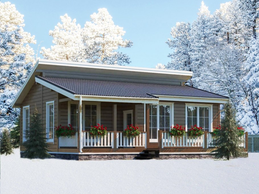 Скандинавский дом одноэтажный из бруса проект