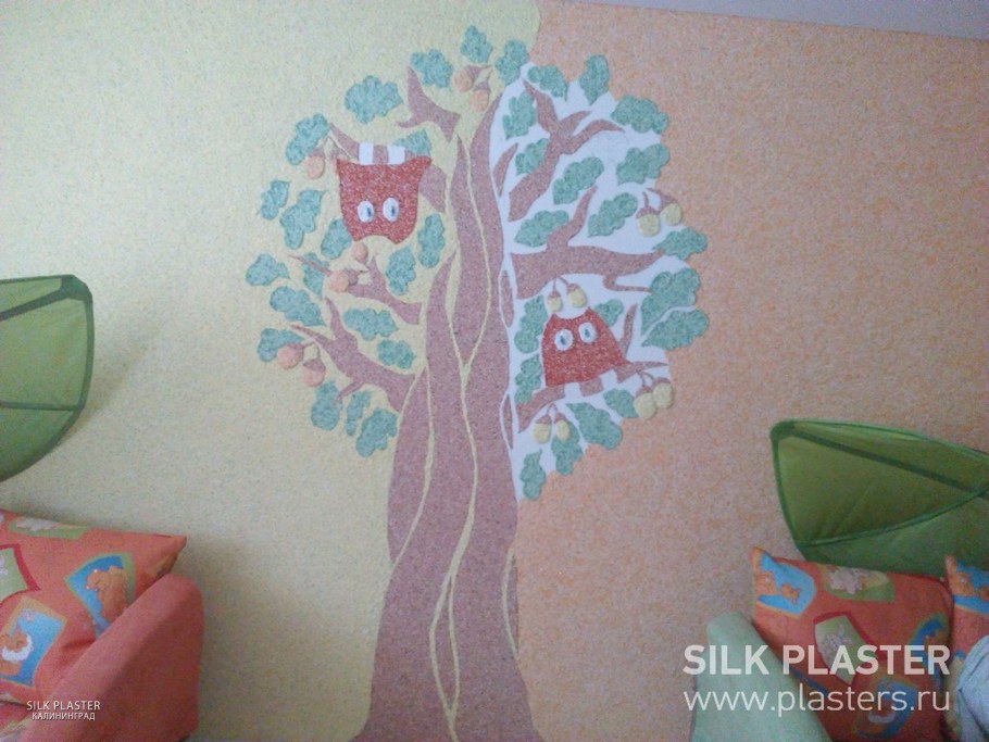 Дерево из жидких обоев