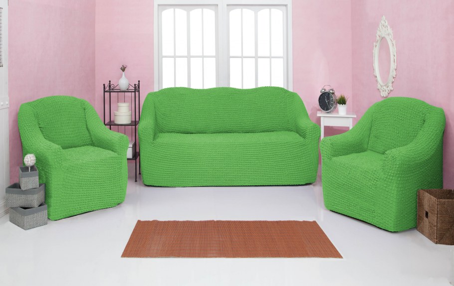 Чехол на диван и 2 кресла салатовый