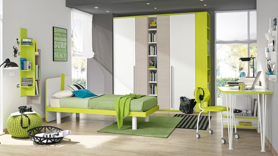 Подростковая комната в зеленом цвете