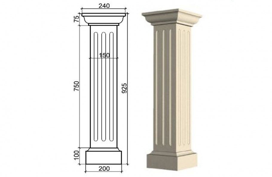 Колонна с каннелюрами чертеж