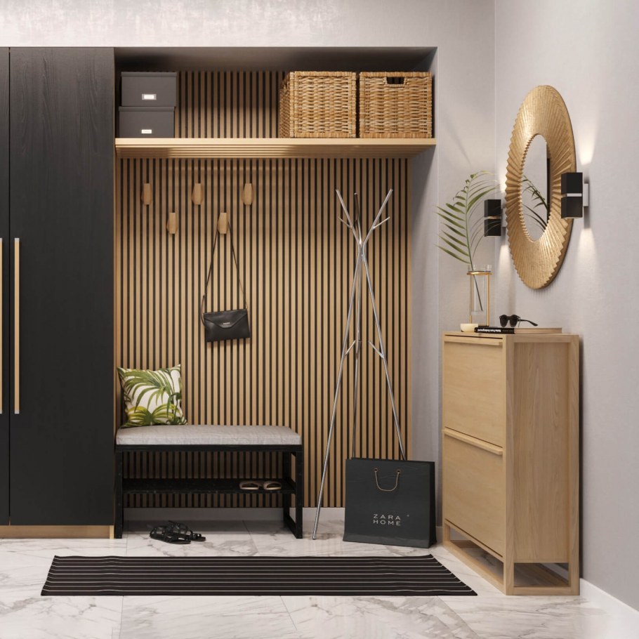 Мебель для прихожей в стиле Хай тек металлического цвета