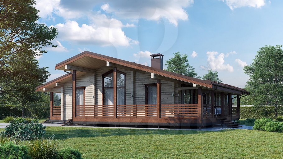 Дом из клееного бруса 1 этажный Kontio