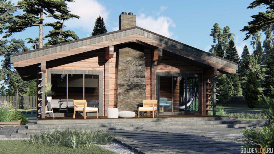 Дом Шале одноэтажный 100 кв.м из кирпича