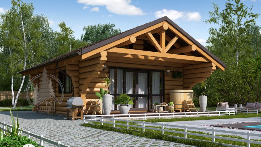 Дом Шале из оцилиндрованного бревна