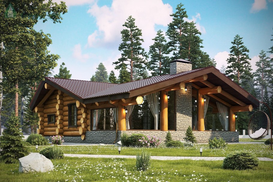 Баня с беседкой фахверк