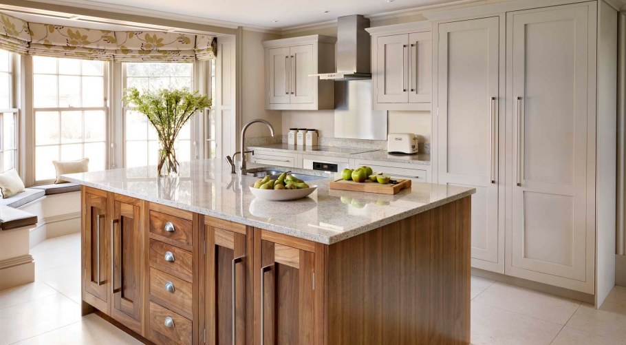 Оливковые стены в интерьере кухни