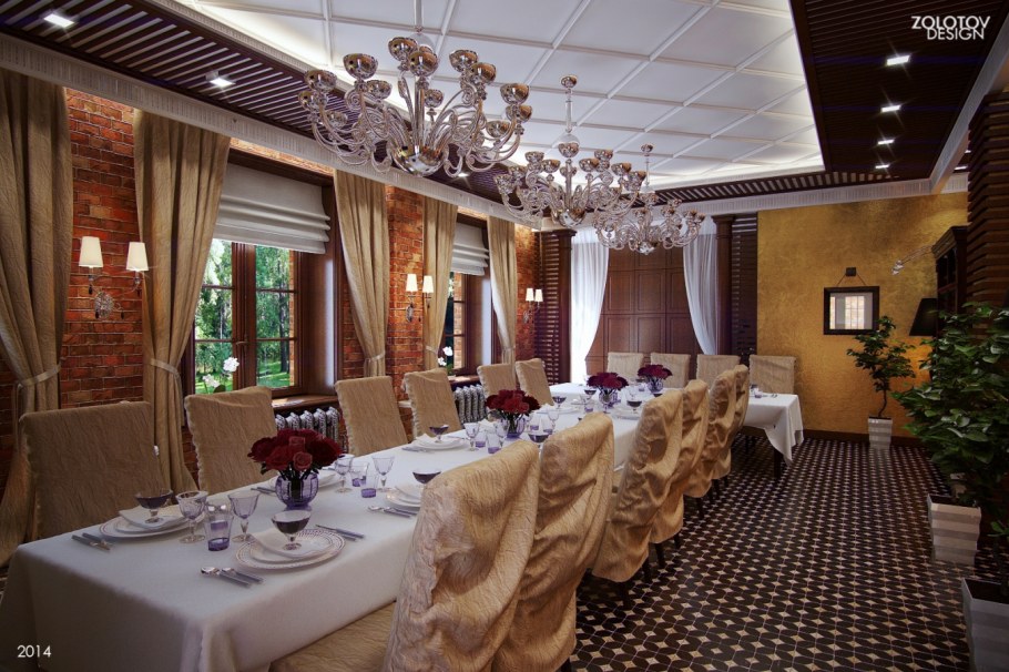 Интерьер банкетного зала в кафе