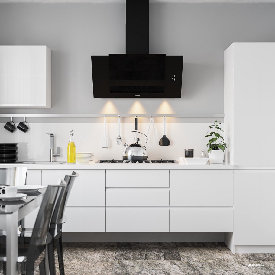 Вытяжка Наклонная Maunfeld Mersey белая 60 в интерьере кухни