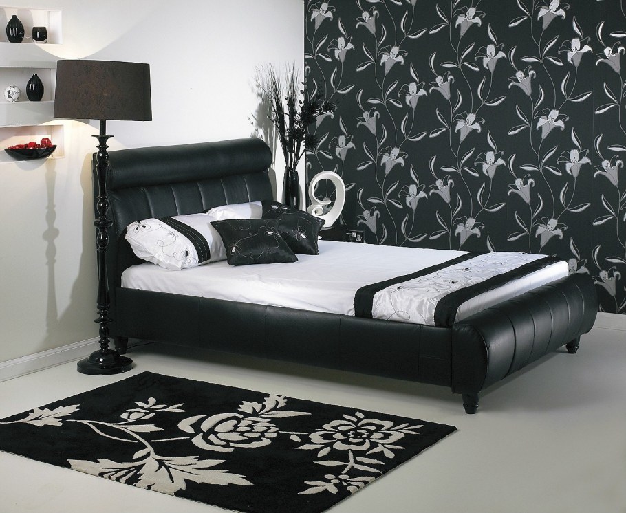Черно белая спальня