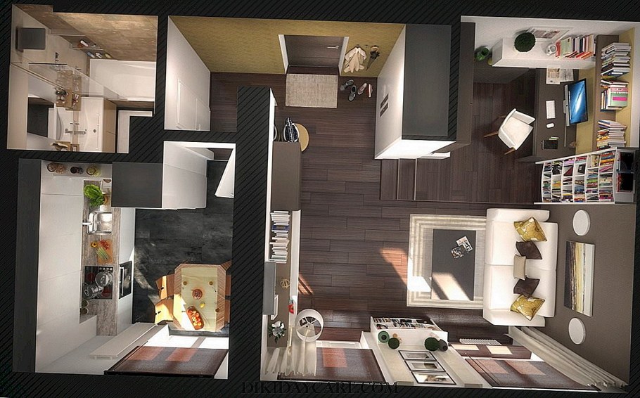 Двухкомнатная студия планировка 37 кв