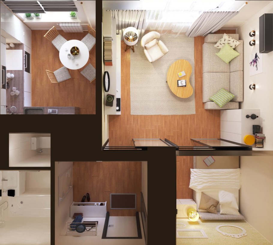 Перепланировка однокомнатной хрущевки 30 кв.м в двухкомнатную