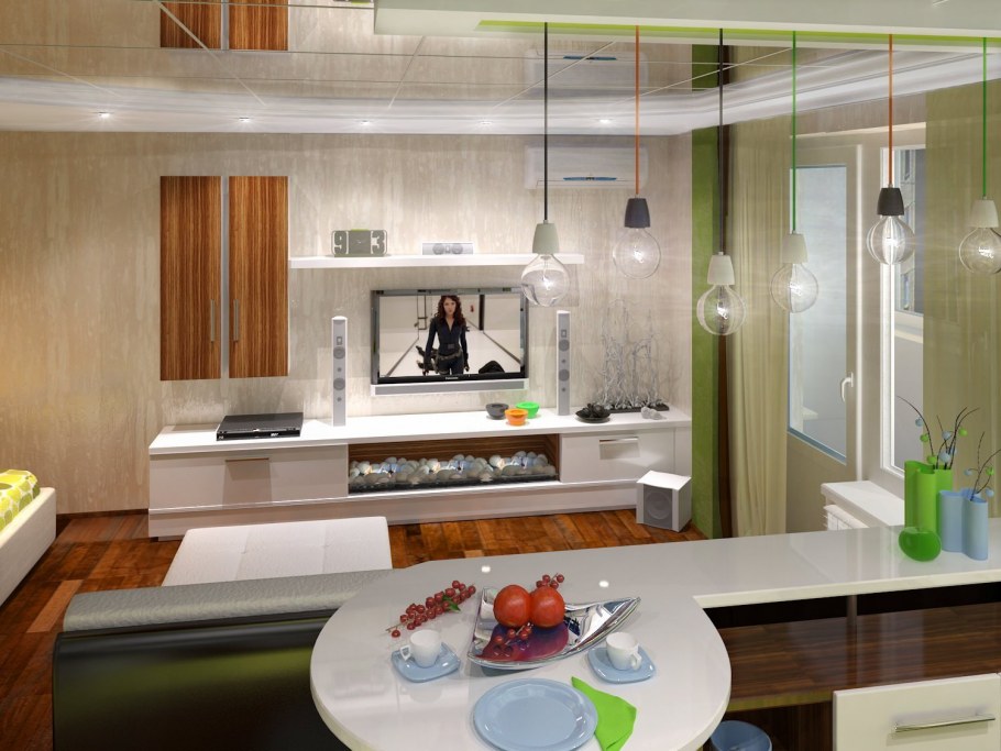 Кухня гостиная в 1 комнатной квартире