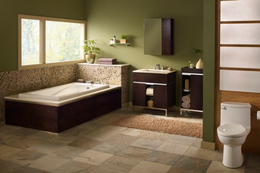 Ванна в оливковых тонах