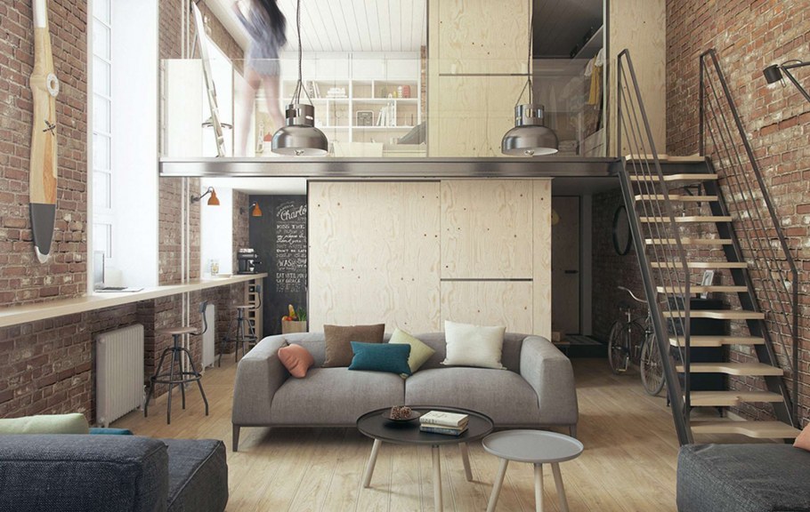 Двухуровневая студия в стиле лофт 20 м2