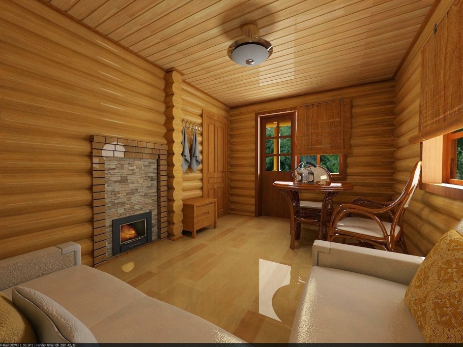 Блокхаус в интерьере бани