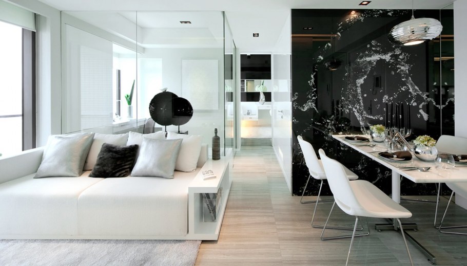 Студия в бело черных тонах