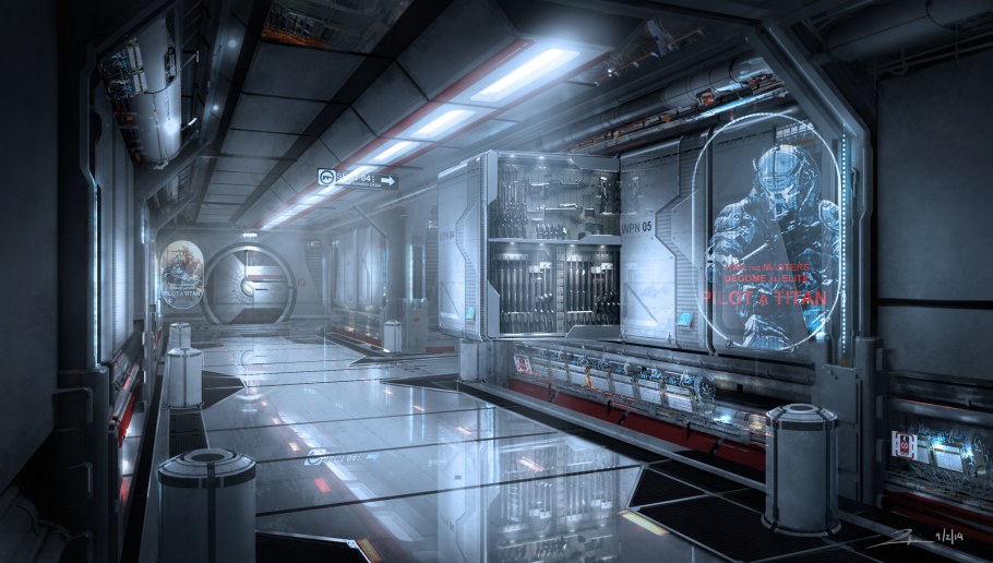 Лаборатория двери Sci Fi концепт арт