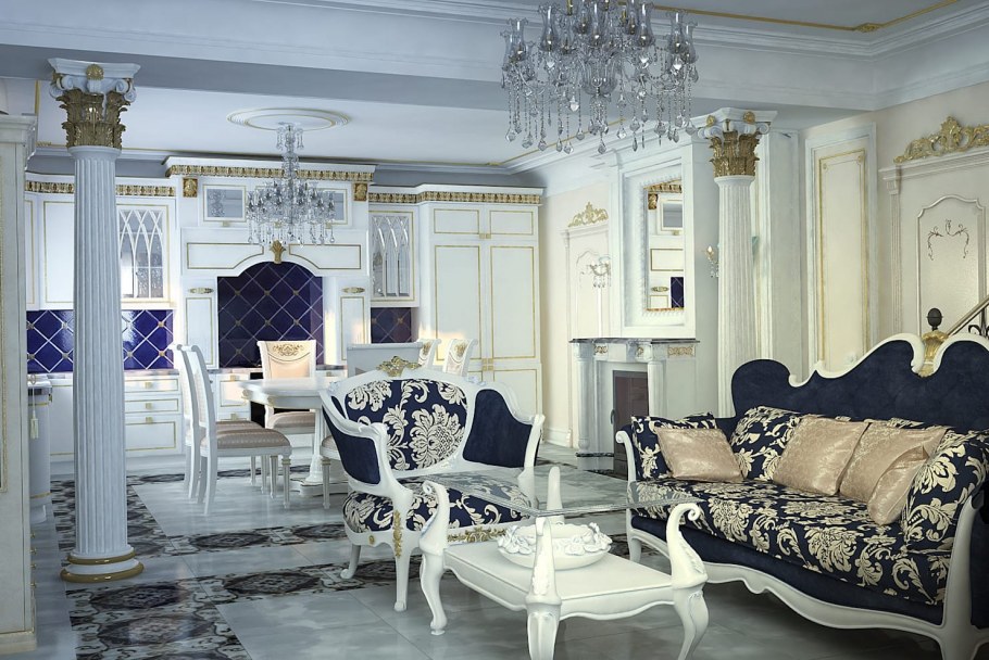 Кухонный гарнитур белый классика