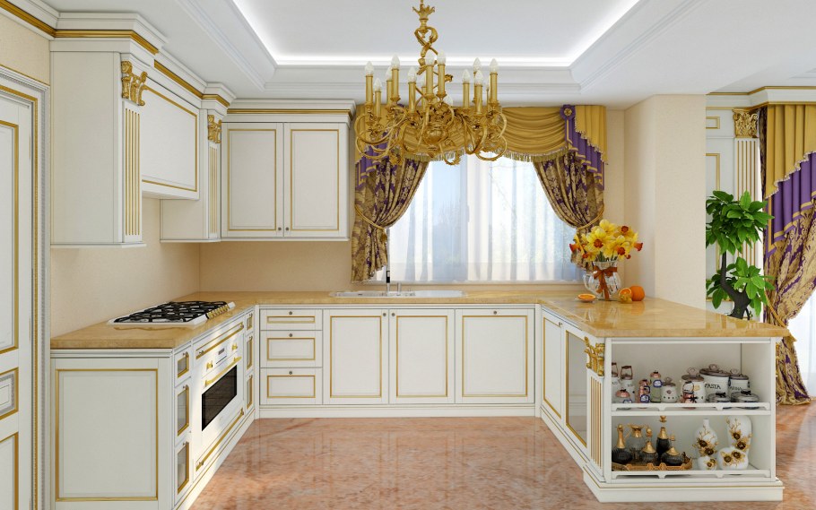 Маленькая кухня в классическом стиле светлая
