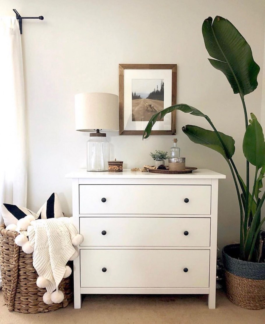 Hemnes ХЕМНЭС комод с 3 ящиками, белая морилка108x96 см