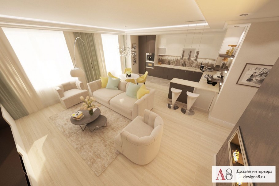 Интерьер трехкомнатной квартиры 62 кв.м