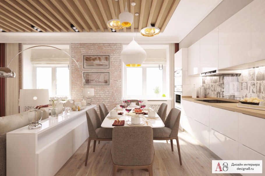 Кухня гостиная в европейском стиле