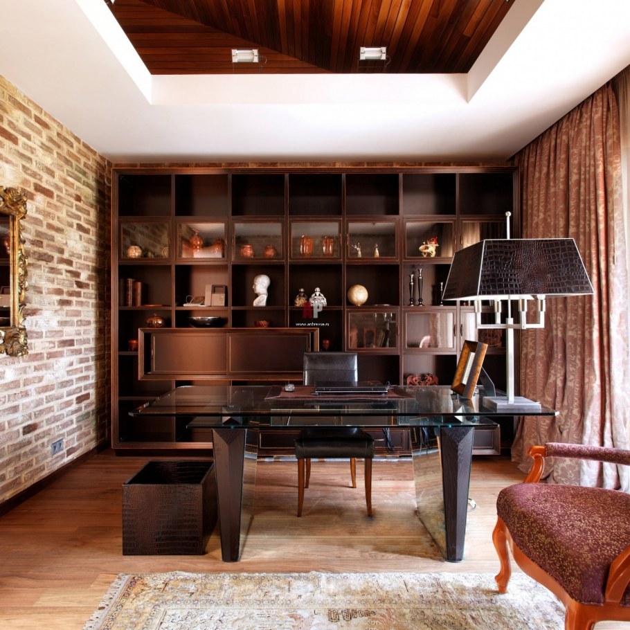 Кабинет в стиле лофт кирпич