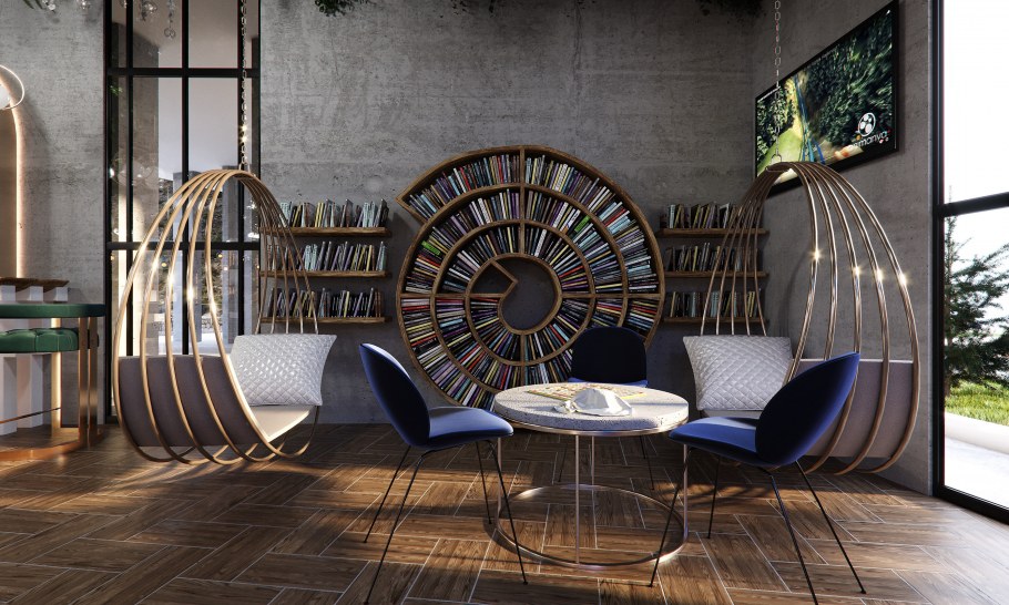 Лаундж зона в стиле киностудии на улице