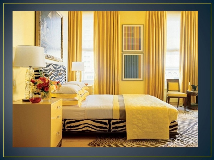 Желтые шторы в спальне