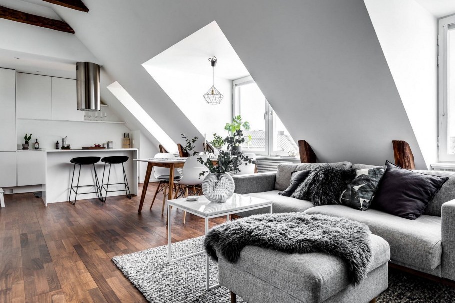 Интериор мансарда скандинавском стиле