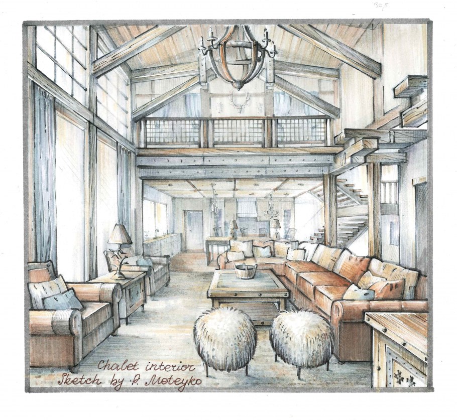 Стилизованный интерьер рисунок