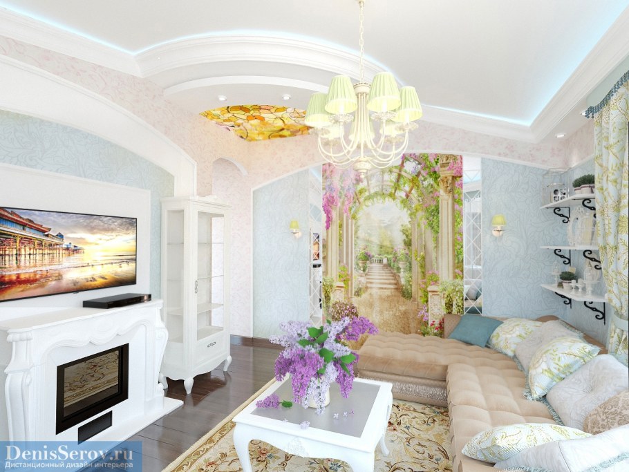 Гостиная в прованском стиле в квартире