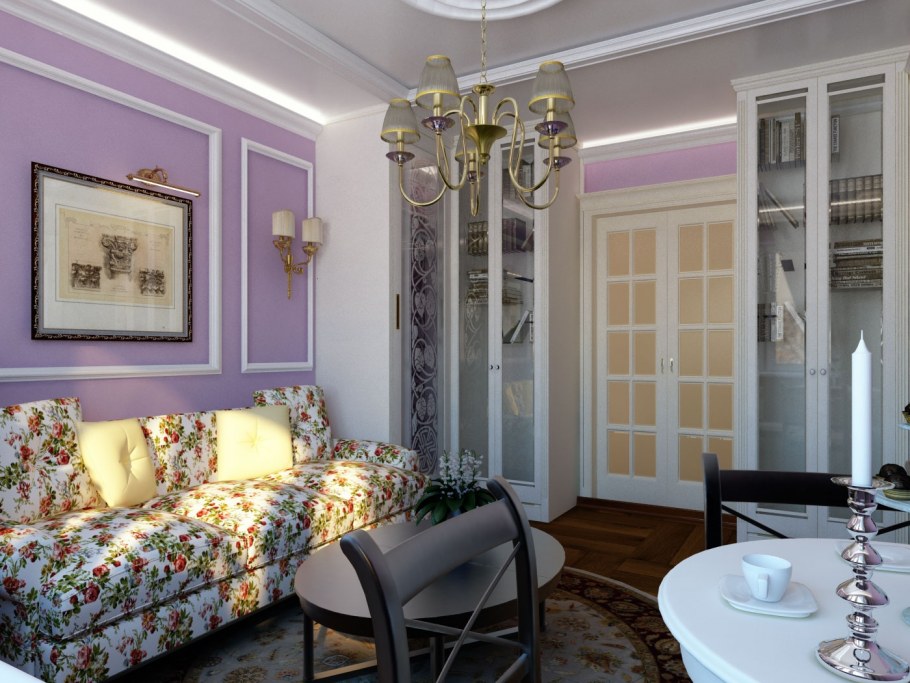 Гостиная в лавандовых тонах Прованс