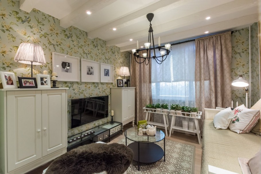 Спальня гостинная 15кв м в стиле Прованс