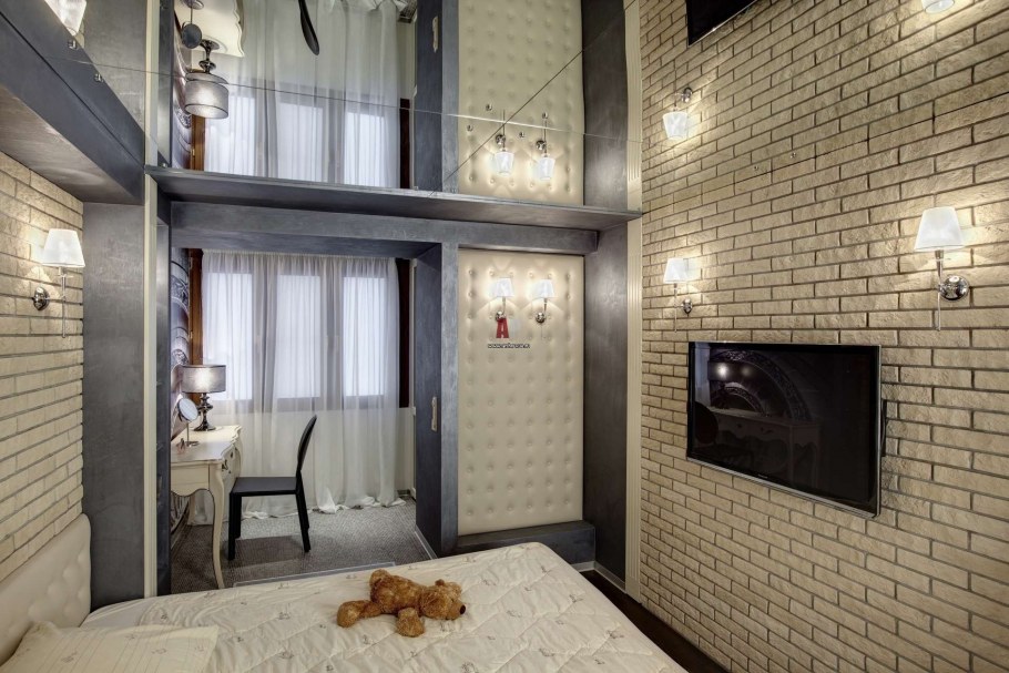 Бежевый кирпич в интерьере