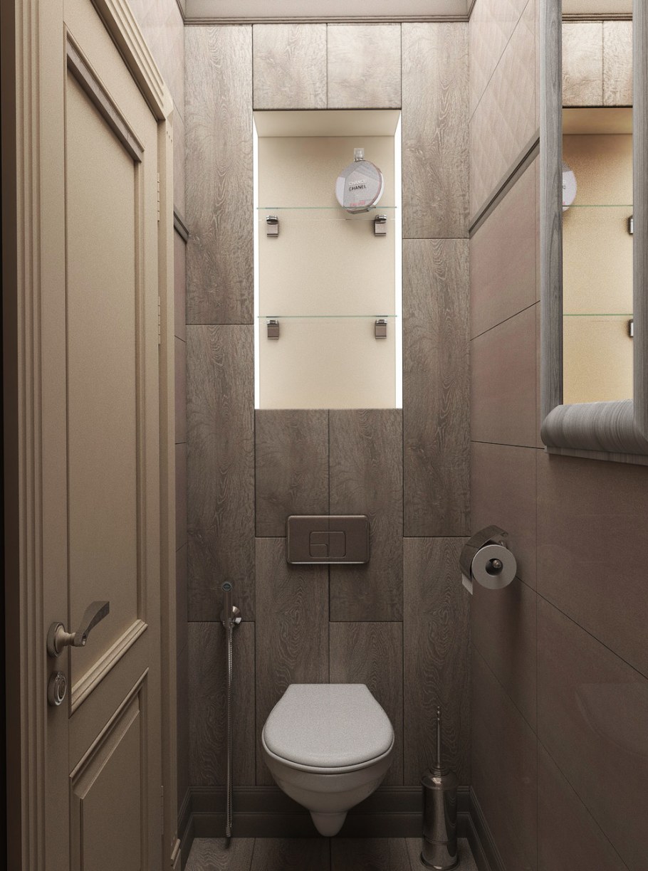 Туалет с инсталляцией и шкафом