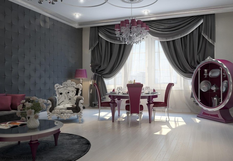 Черно золотистый интерьер