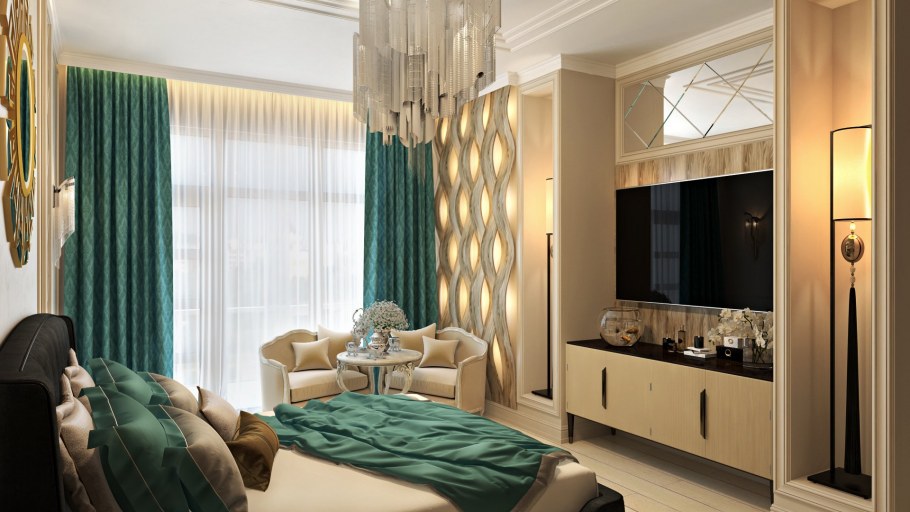 Интерьер спальни в стиле арт деко