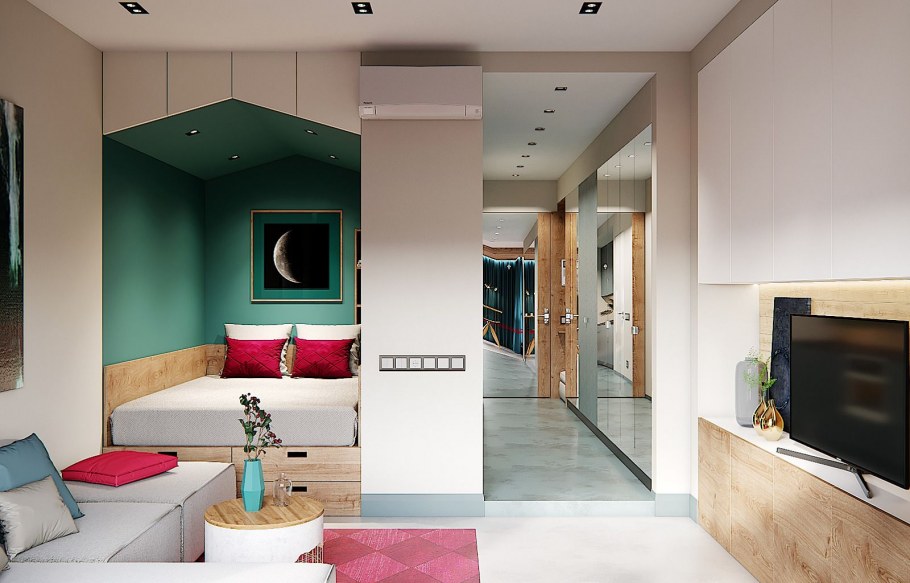 Интерьер комнаты с разных сторон