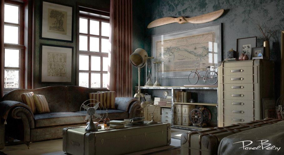 Винтаж-стимпанк в интерьере