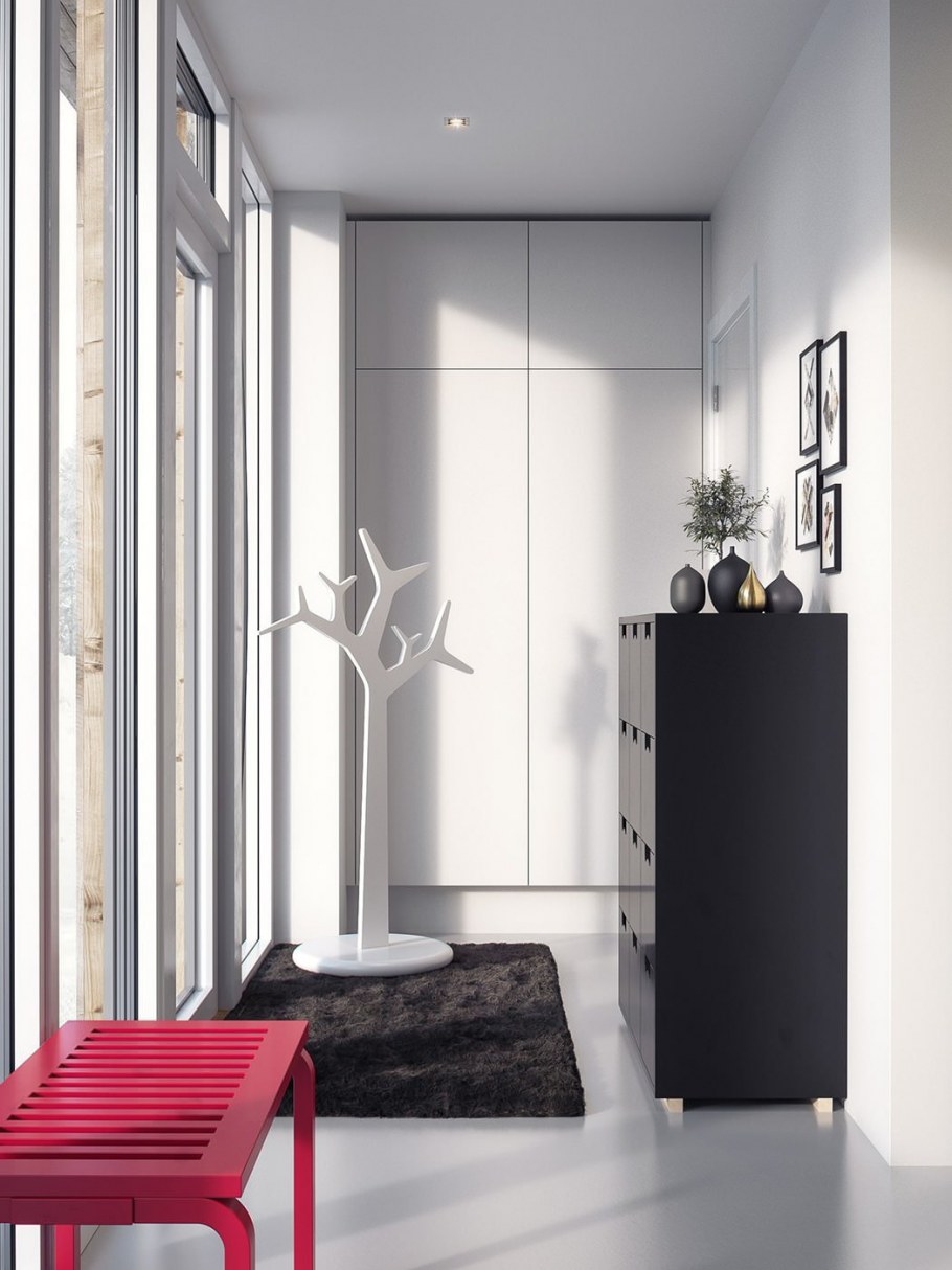 Черно белый интерьер прихожей