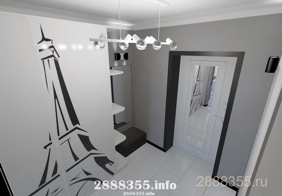 Черно белая плитка в прихожей