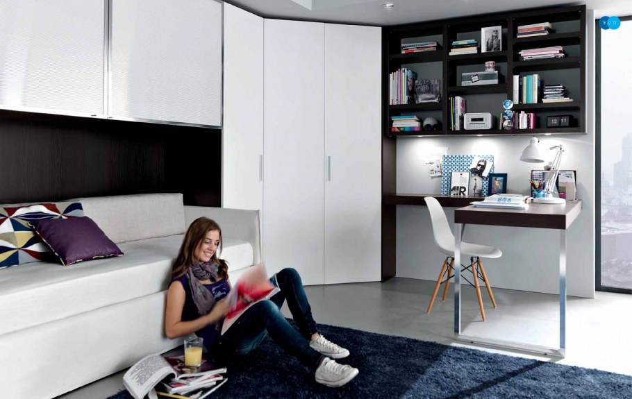 Черно белая мебель современная для подростка