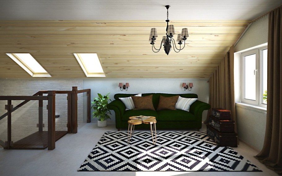 Интерьер 2 этажа на даче