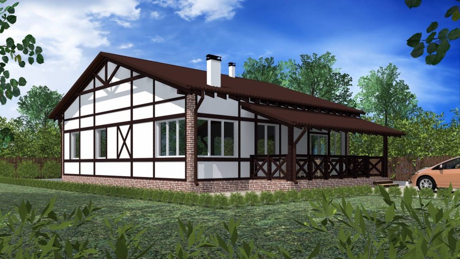 Дача веранда фахверк