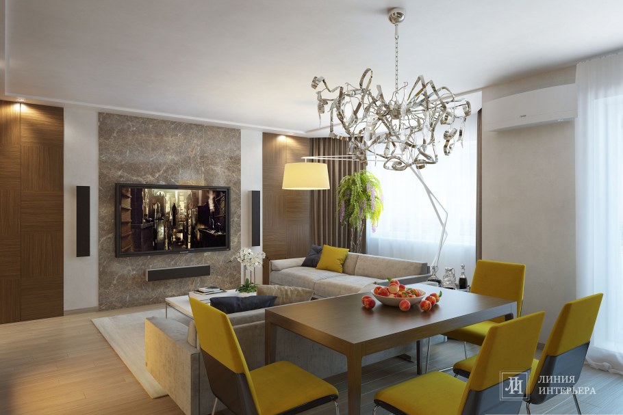 Интерьер столовой гостиной