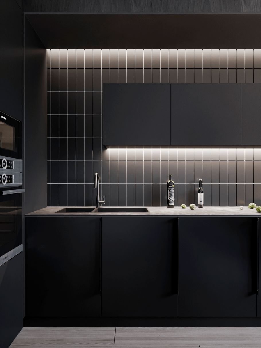 Черная матовая кухня