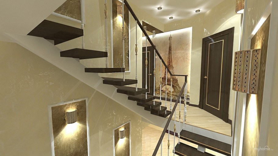 Декор стен на лестничном пролете