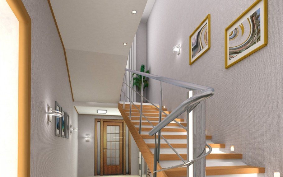 Интерьер комнаты с лестницей